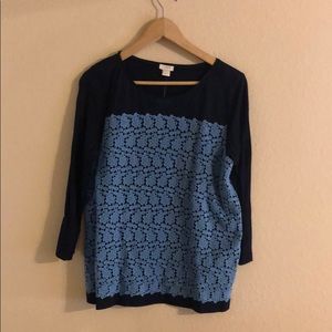 NWT J. Crew 3/4 sleeve blue shirt